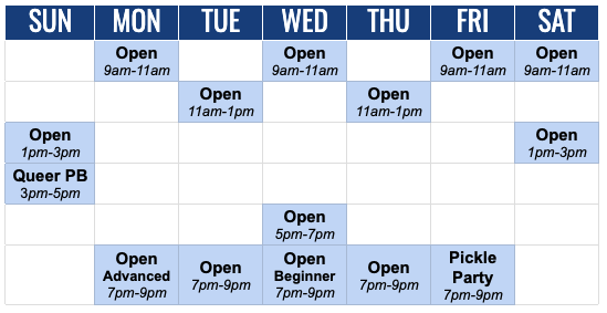 pickleball open play post-labour day